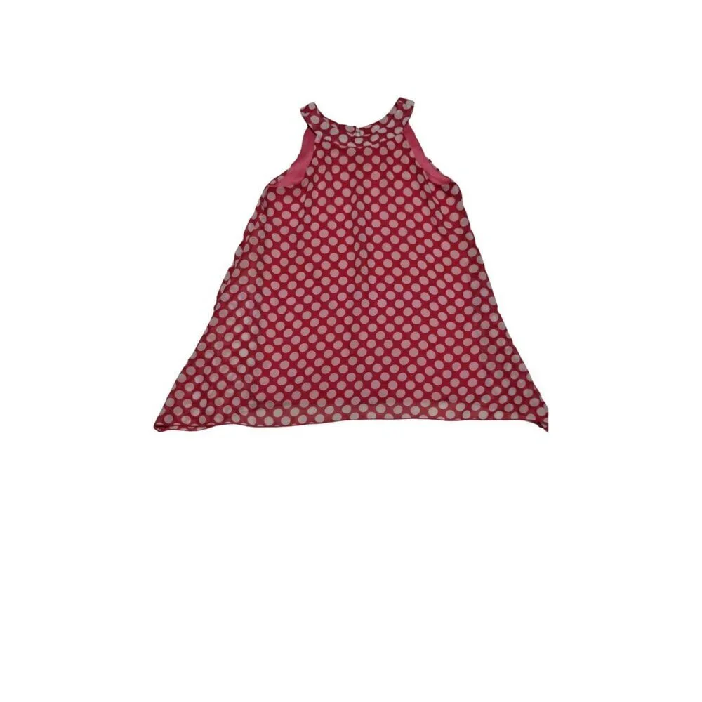 Retro Pink Polka Dot Sleeveless‎ Summer Dress A-Line Casual Party Sundress